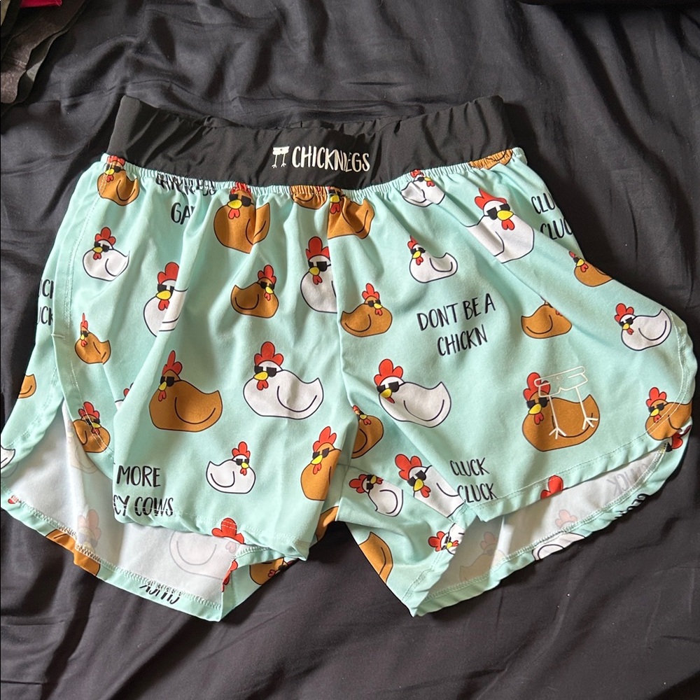 ChicknLegs Men's Athletic Shorts - Green Chicken Print